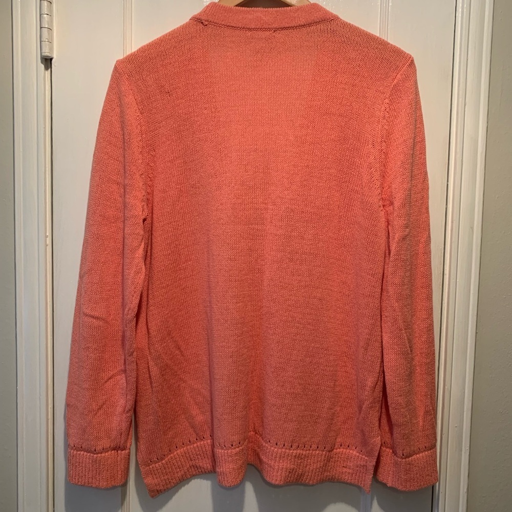 Chicos Linen/Cotton Button-Up Cardigan Sweater size L in Sienna Rose - Picture 5 of 16